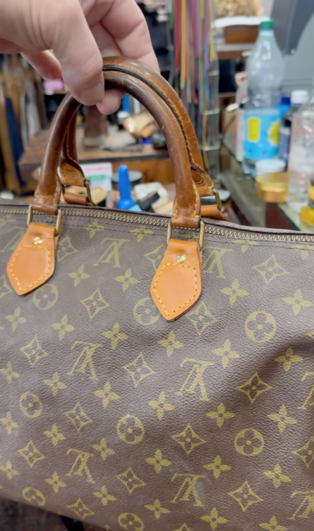 Sac Louis Vuitton réparé avec nouvelles pattes en cuir